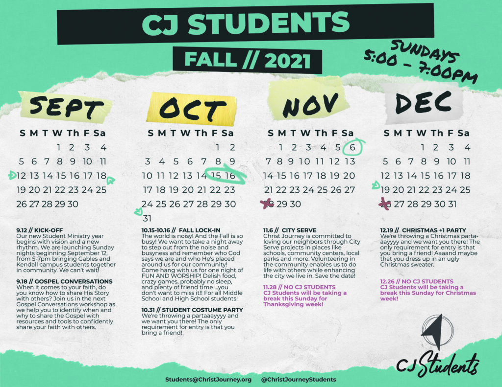Students 5 Christ-Journey-Church-Fall Calendar 2021 CJ Students v3